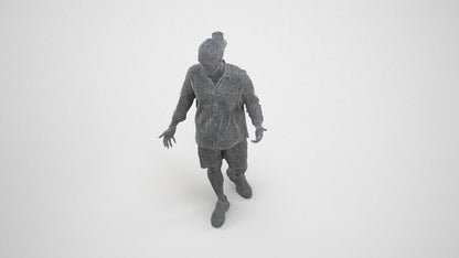 scanned 3D man casual walking, photogrammetry people for Enscape and V-Ray, wireframe three-quarter view