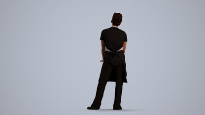 scanned 3D woman hospitality, photogrammetry people for Enscape and V-Ray, front view render