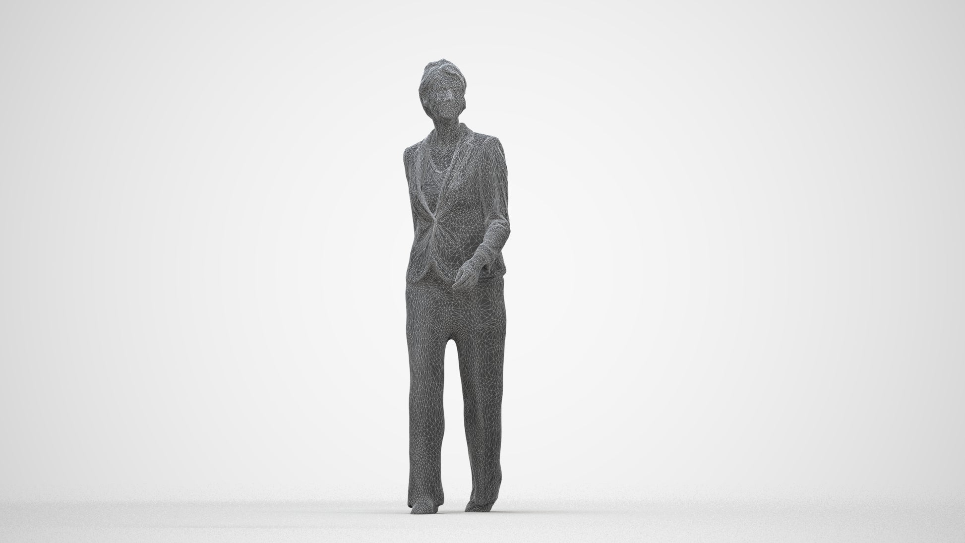 photogrammetry 3D woman business, realistic human model archviz FBX, wireframe back view