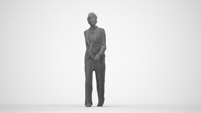 photogrammetry 3D woman business, realistic human model archviz FBX, wireframe back view