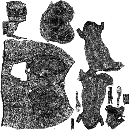 scanned 3D woman business standing, photogrammetry people for Enscape and V-Ray, wireframe top-down view