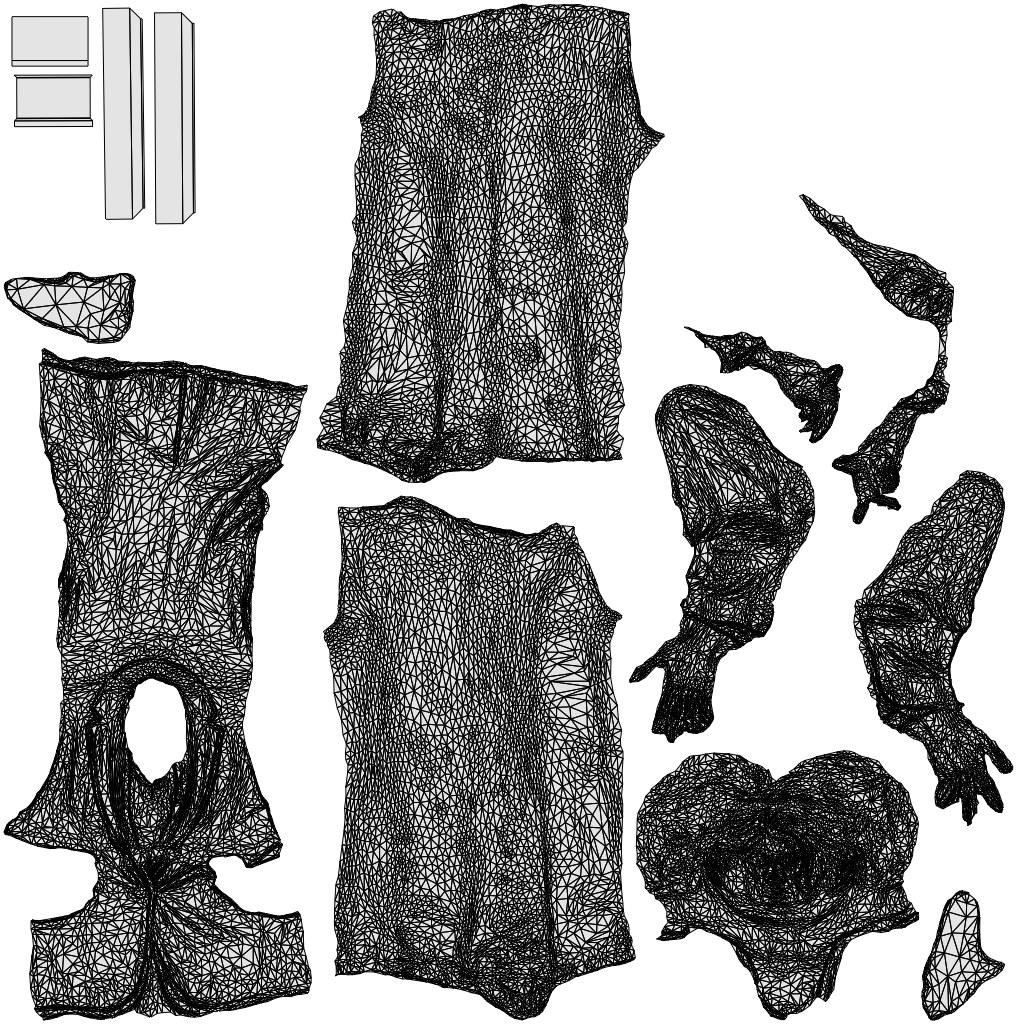 realistic 3D woman business, scanned archviz people for Blender and 3ds Max, wireframe top-down view