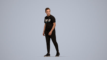 realistic 3D human boy casual kids, archviz people FBX OBJ for Blender, top-down view render