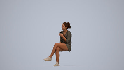 scanned 3D girl casual kids, photogrammetry people for Enscape and V-Ray, top-down view render