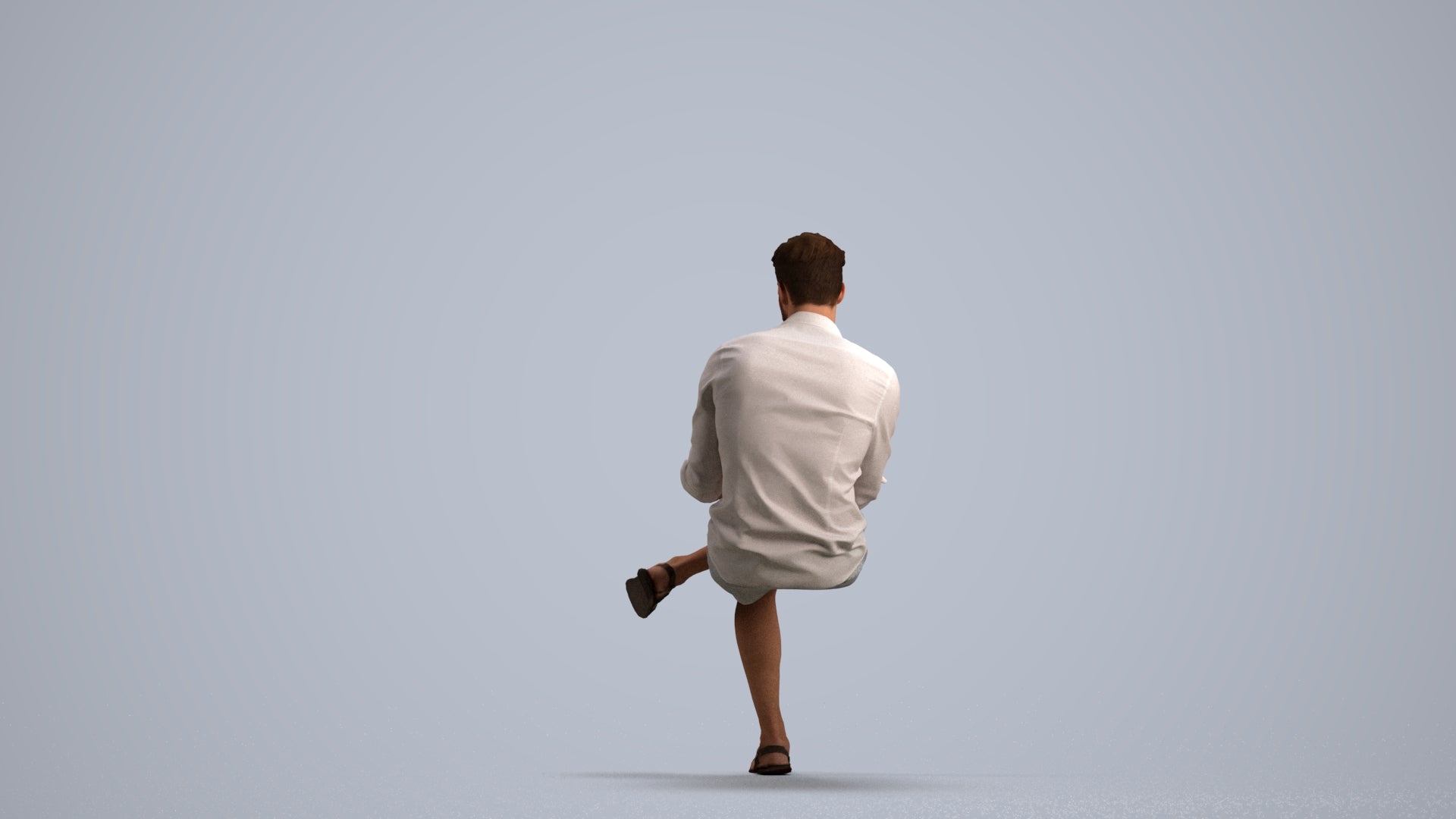 realistic 3D man casual sitting, scanned archviz people for Blender and 3ds Max, front view render