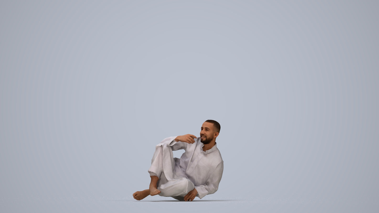 realistic 3D people man sitting, render-ready for V-Ray and Corona, FBX OBJ, top-down view render