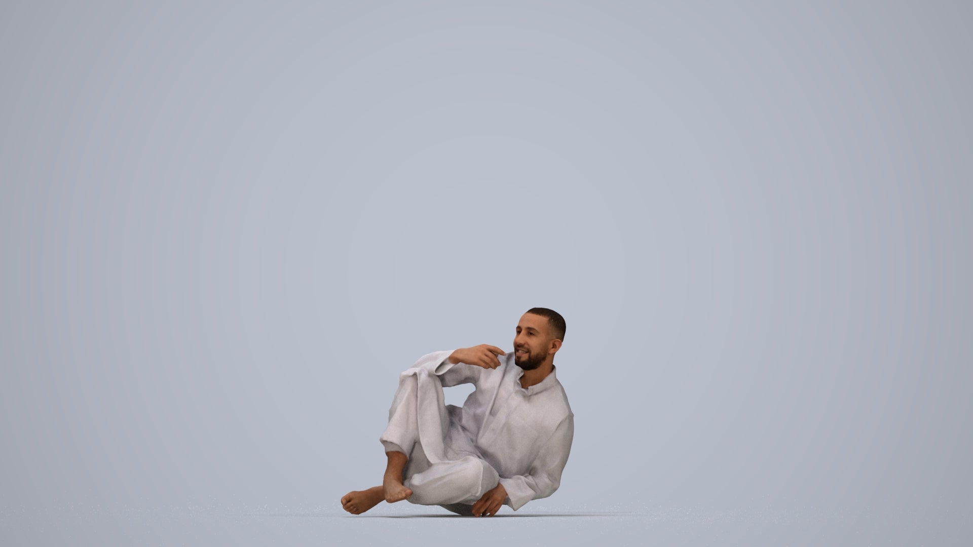 realistic 3D people man sitting, render-ready for V-Ray and Corona, FBX OBJ, top-down view render