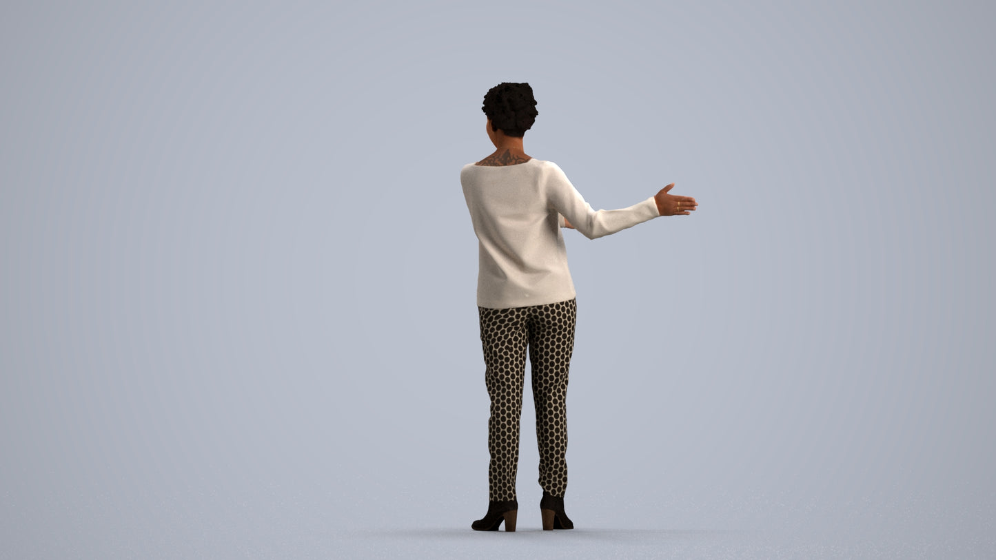 photogrammetry 3D woman casual standing, realistic human model archviz FBX, front view render