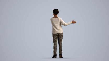 photogrammetry 3D woman casual standing, realistic human model archviz FBX, front view render