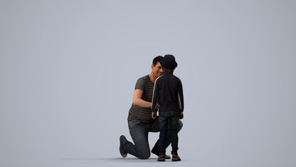 realistic 3D boy casual kids, scanned archviz people for Blender and 3ds Max, side view render
