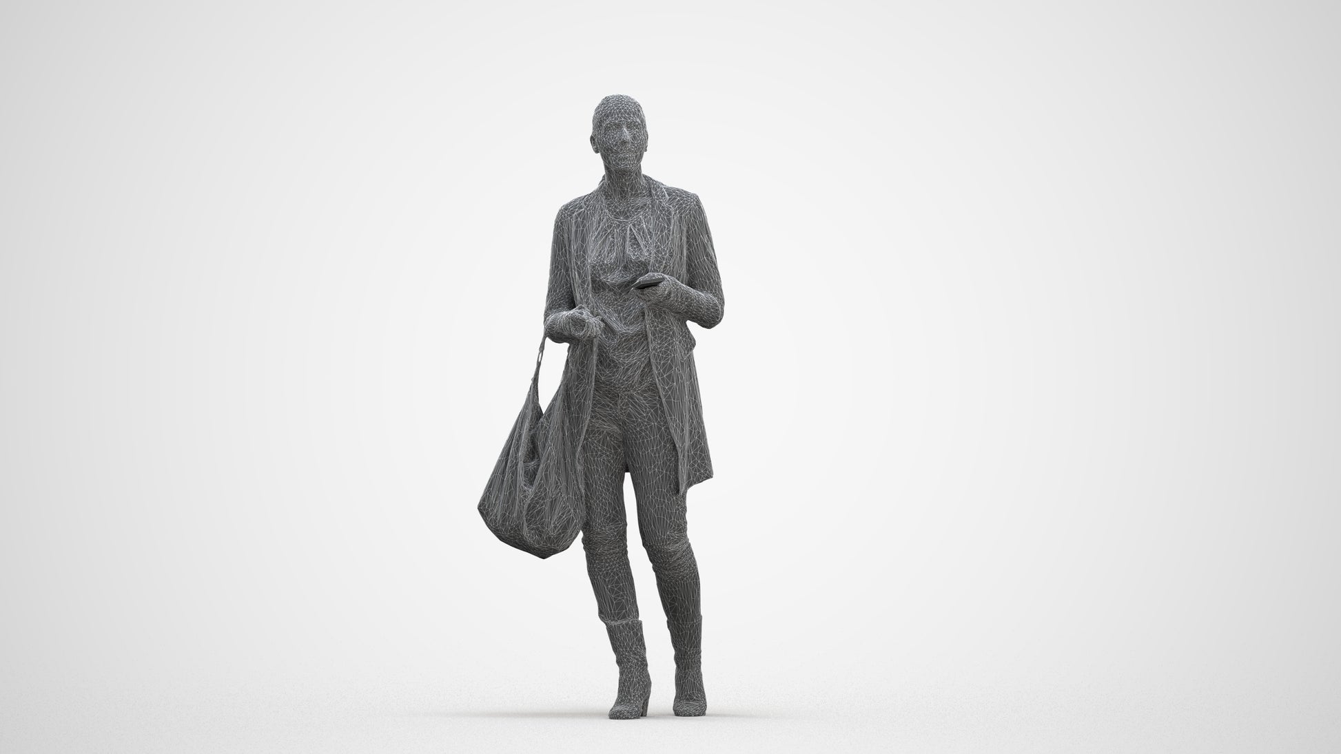 scanned 3D woman business walking, photogrammetry people for Enscape and V-Ray, three-quarter front view render