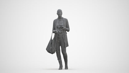 scanned 3D woman business walking, photogrammetry people for Enscape and V-Ray, three-quarter front view render