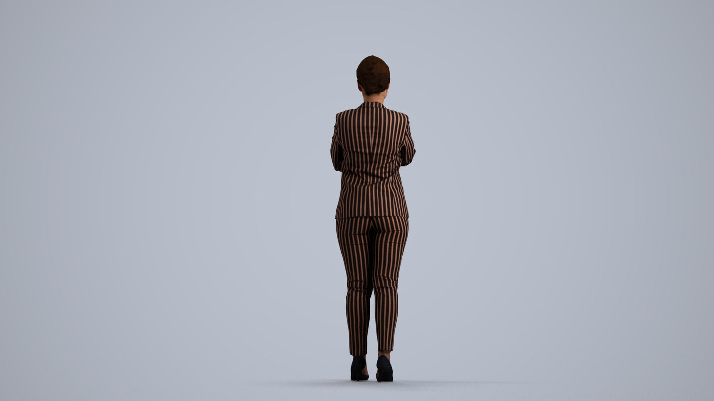 scanned 3D woman business standing, photogrammetry people for Enscape and V-Ray, front view render