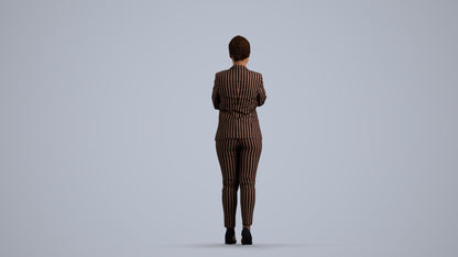 scanned 3D woman business standing, photogrammetry people for Enscape and V-Ray, front view render