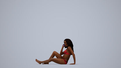realistic 3D woman pool, scanned archviz people for Blender and 3ds Max, top-down view render