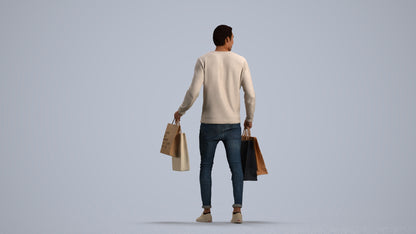 3D people model man casual formal, scanned human for 3ds Max rendering, front view render