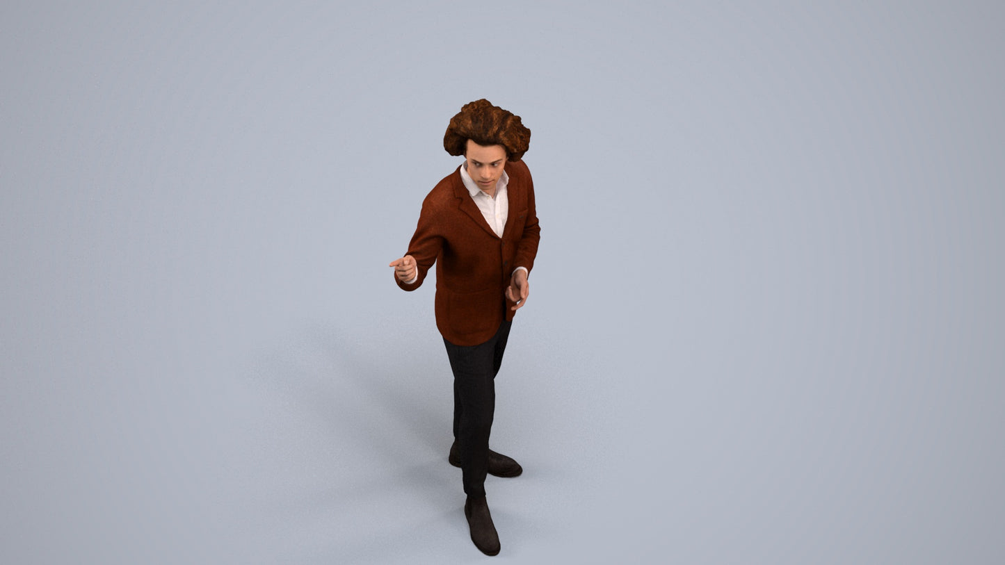 realistic 3D man business shopping, scanned archviz people for Blender and 3ds Max, back view render