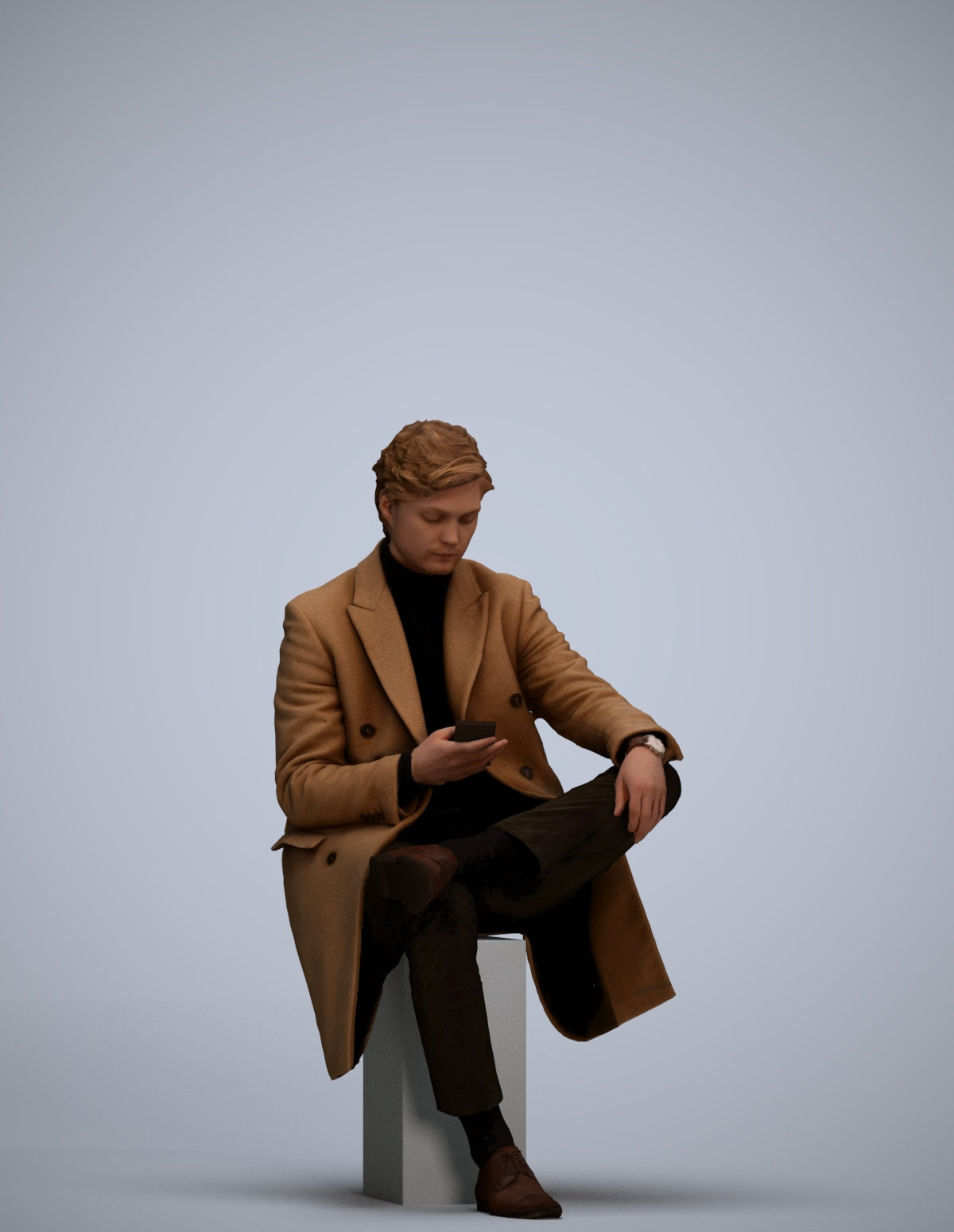 3D people model man business sitting, scanned human for 3ds Max rendering