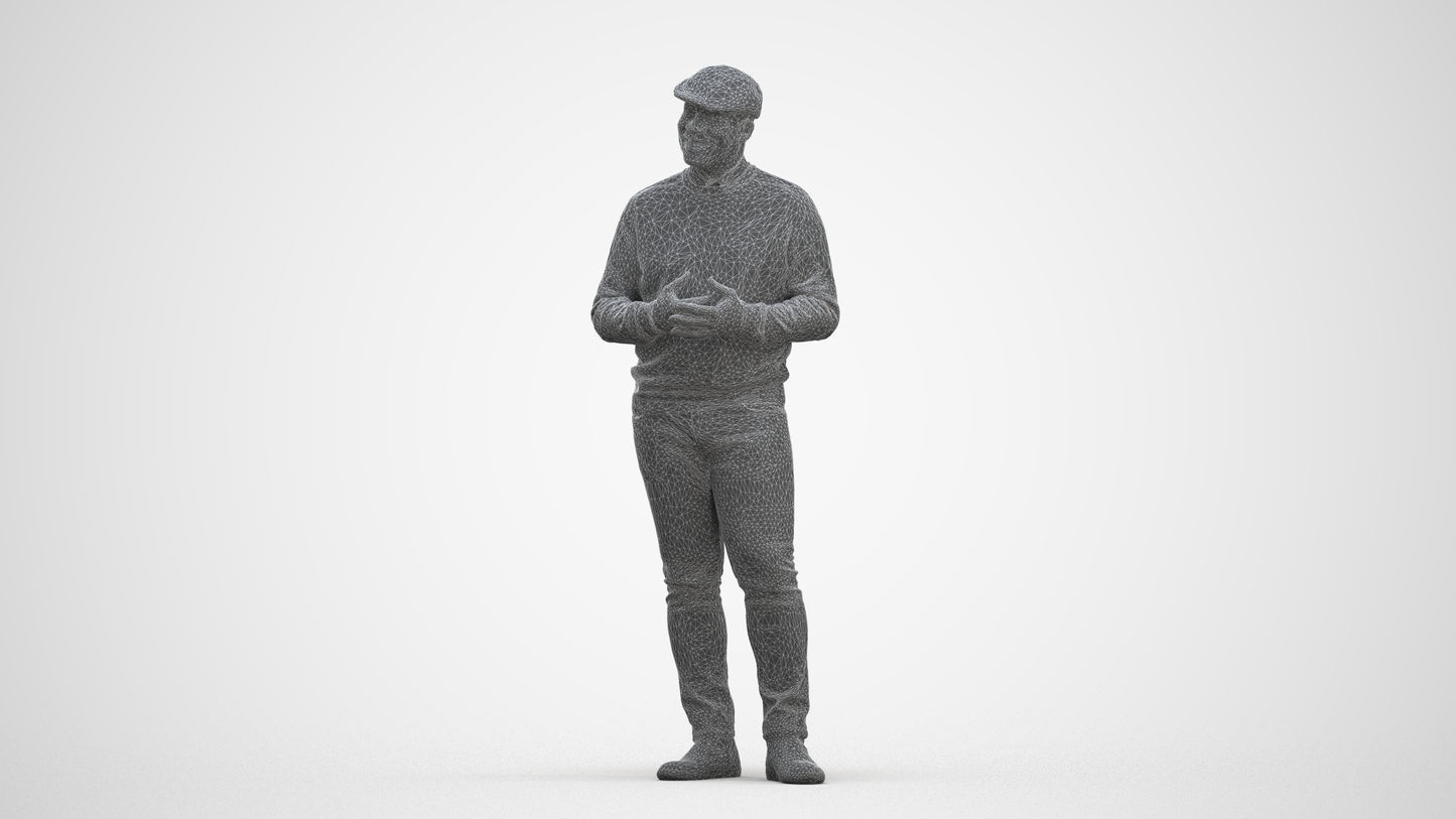 realistic 3D man casual standing, scanned archviz people for Blender and 3ds Max, three-quarter front view render