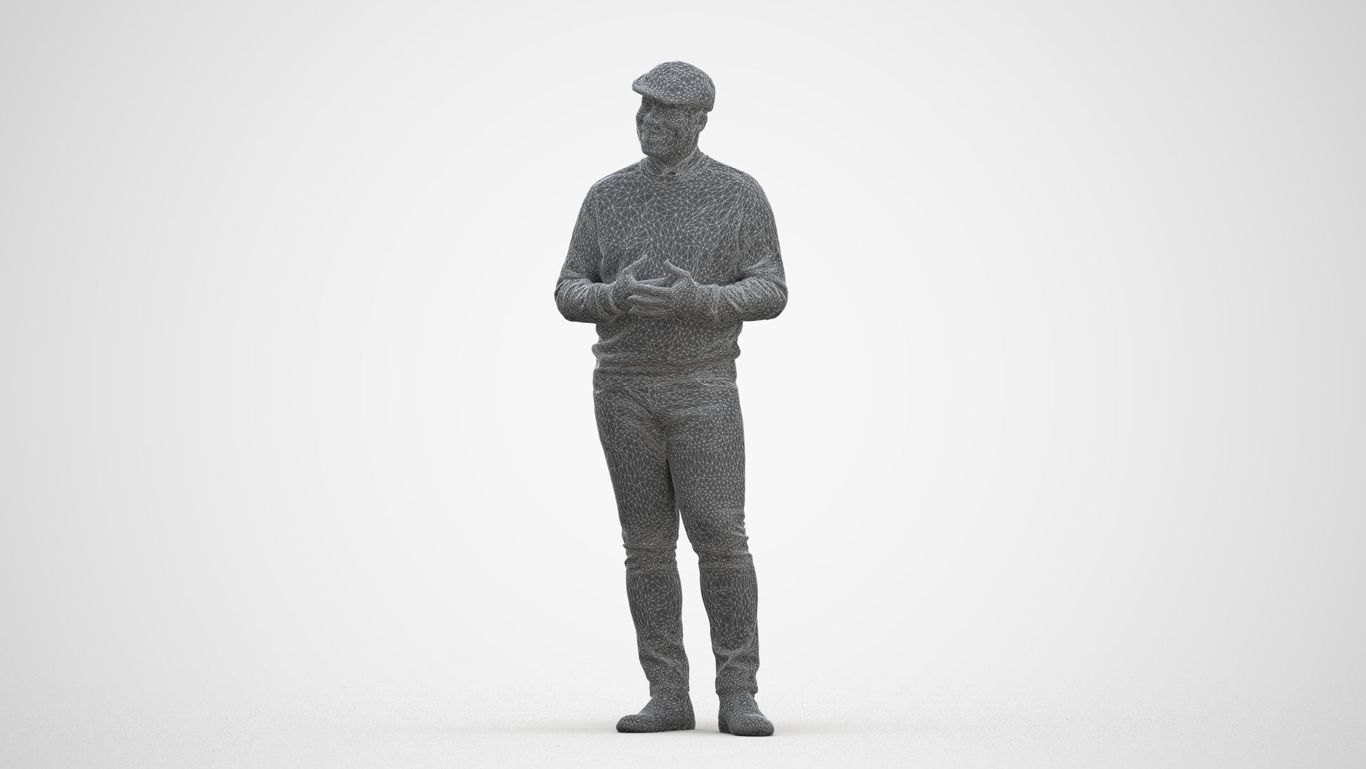 realistic 3D man casual standing, scanned archviz people for Blender and 3ds Max, three-quarter front view render