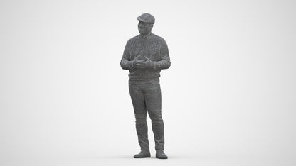 realistic 3D man casual standing, scanned archviz people for Blender and 3ds Max, three-quarter front view render