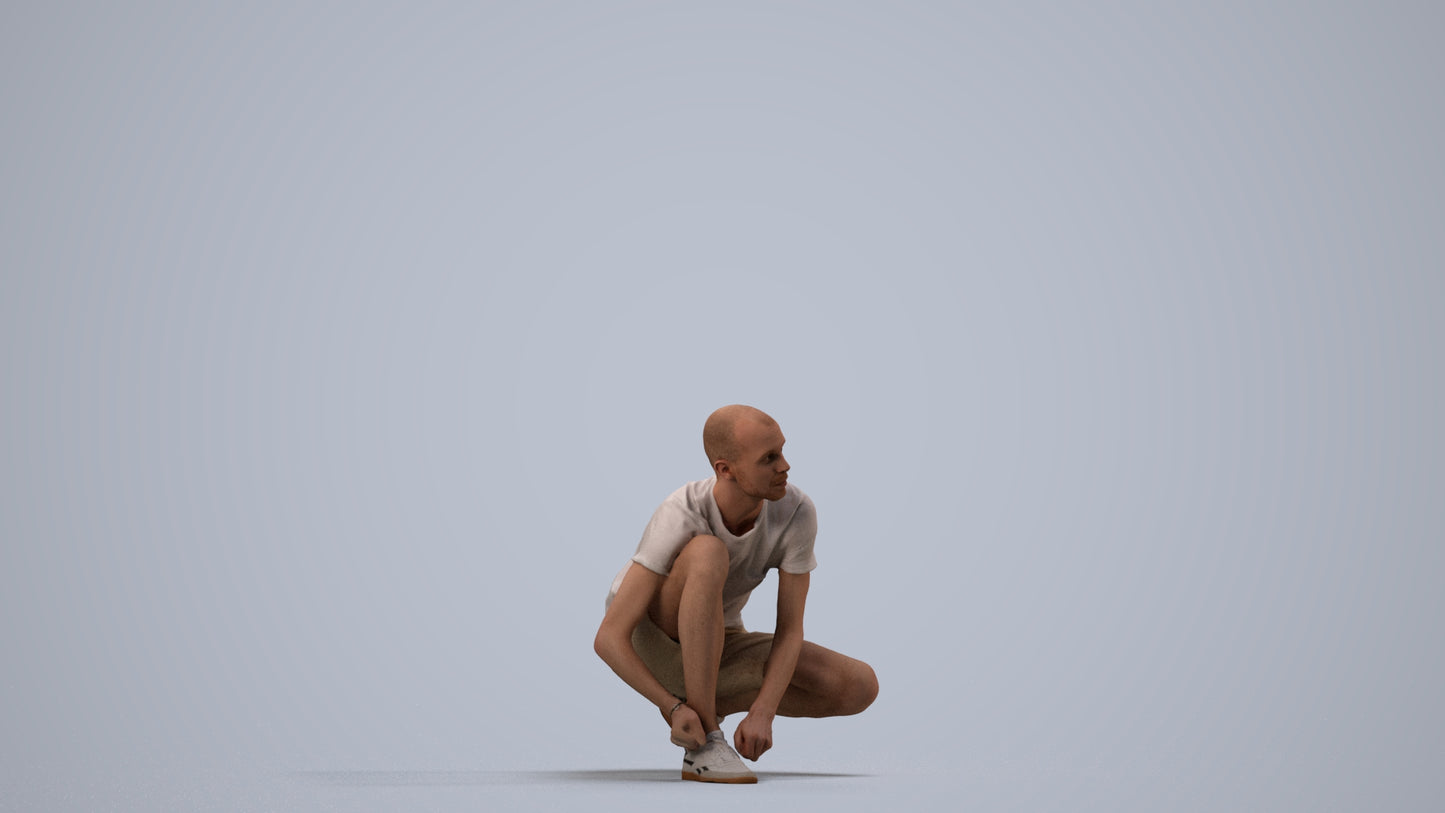 scanned 3D man casual standing, photogrammetry people for Enscape and V-Ray, side view render