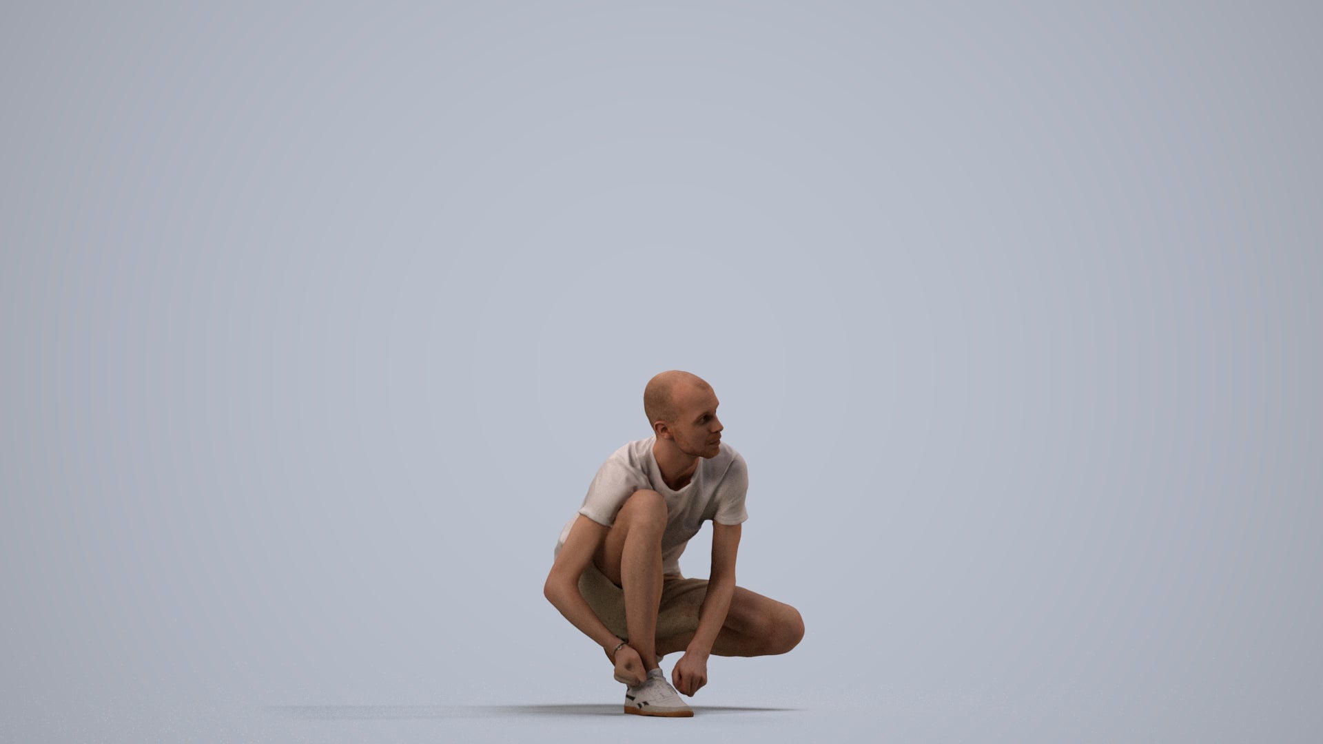 scanned 3D man casual standing, photogrammetry people for Enscape and V-Ray, side view render