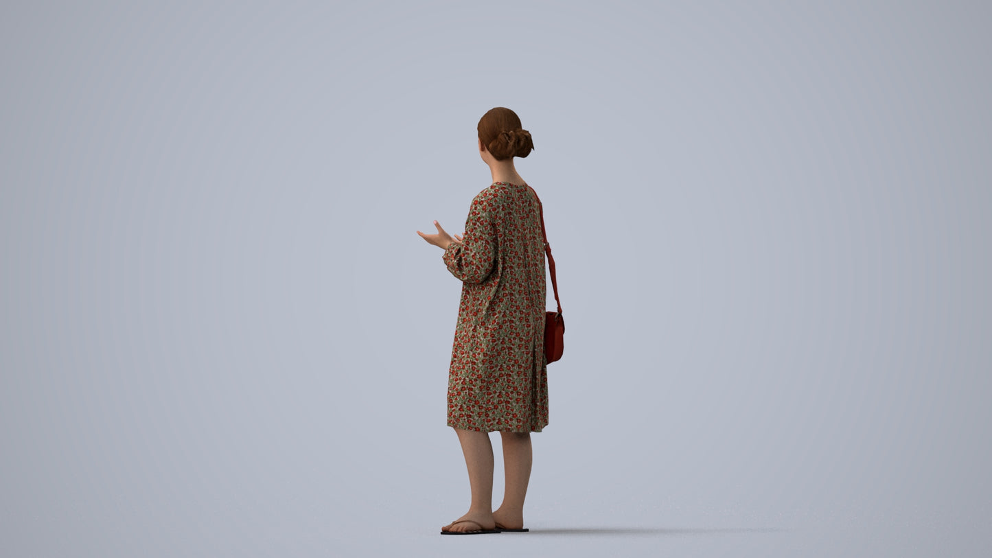 realistic 3D human girl casual kids, archviz people FBX OBJ for Blender, three-quarter view render