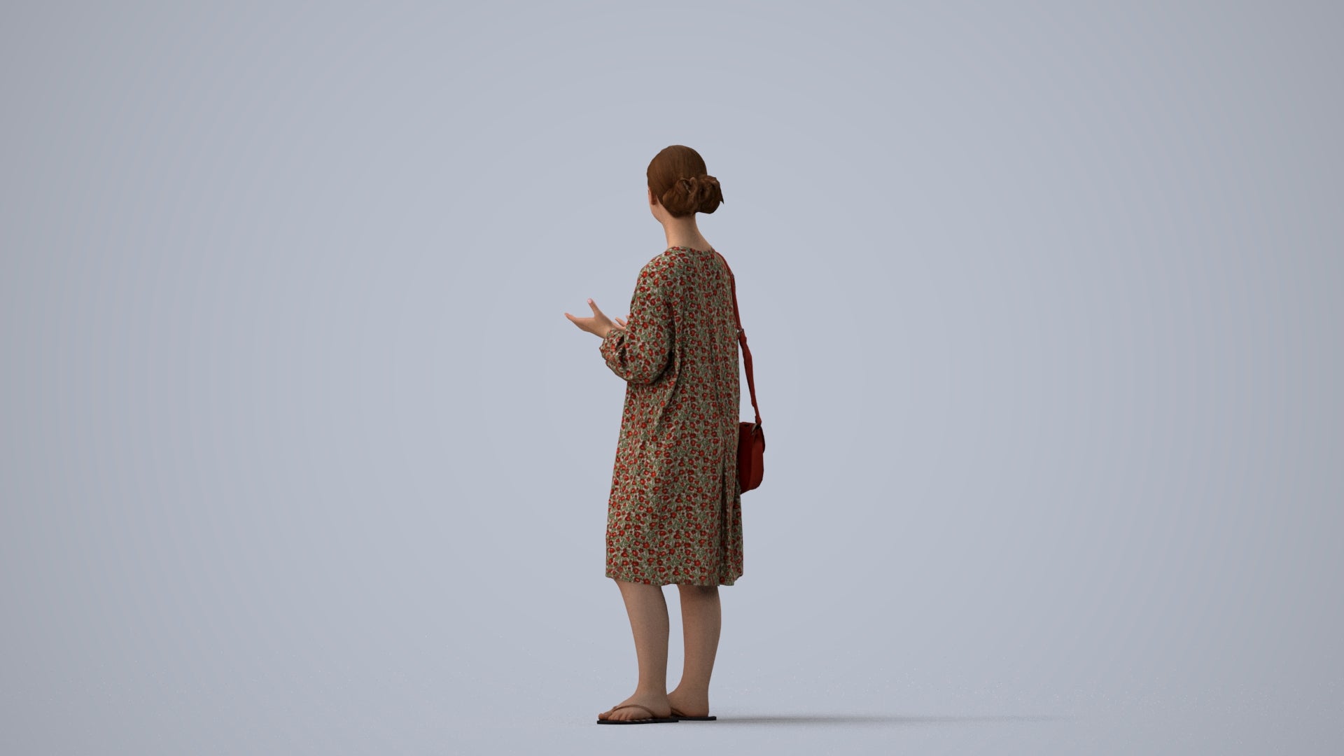 realistic 3D human girl casual kids, archviz people FBX OBJ for Blender, three-quarter view render