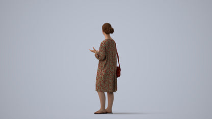 realistic 3D human girl casual kids, archviz people FBX OBJ for Blender, three-quarter view render