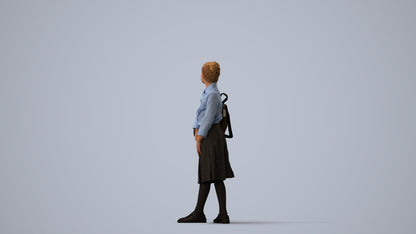 3D people model girl kids, scanned human for 3ds Max rendering, three-quarter view render