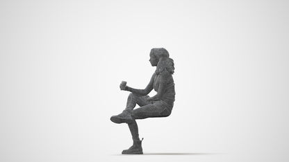 realistic 3D human woman casual sitting, archviz people FBX OBJ for Blender, square thumbnail