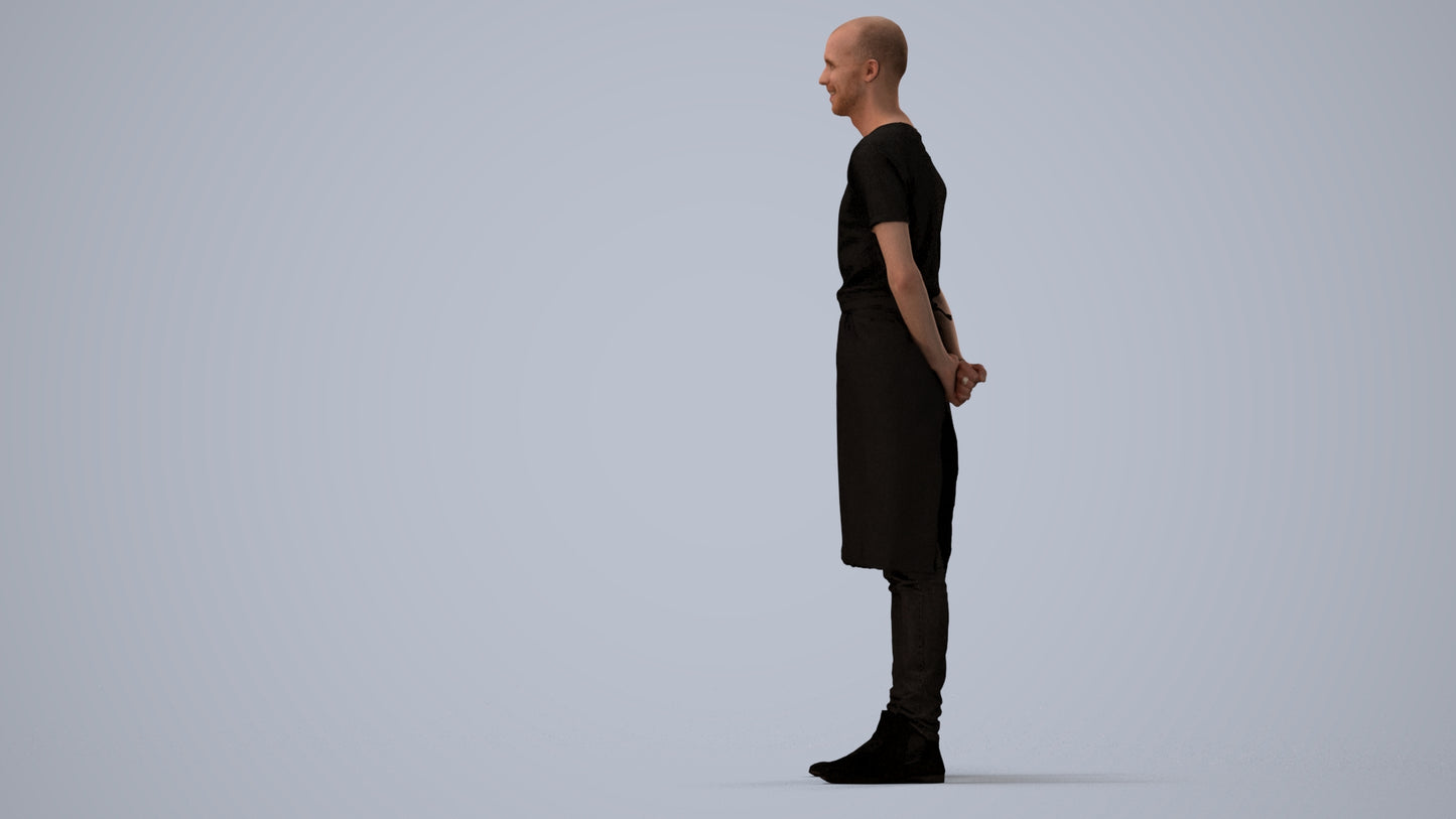 realistic 3D man hospitality, scanned archviz people for Blender and 3ds Max, three-quarter view render