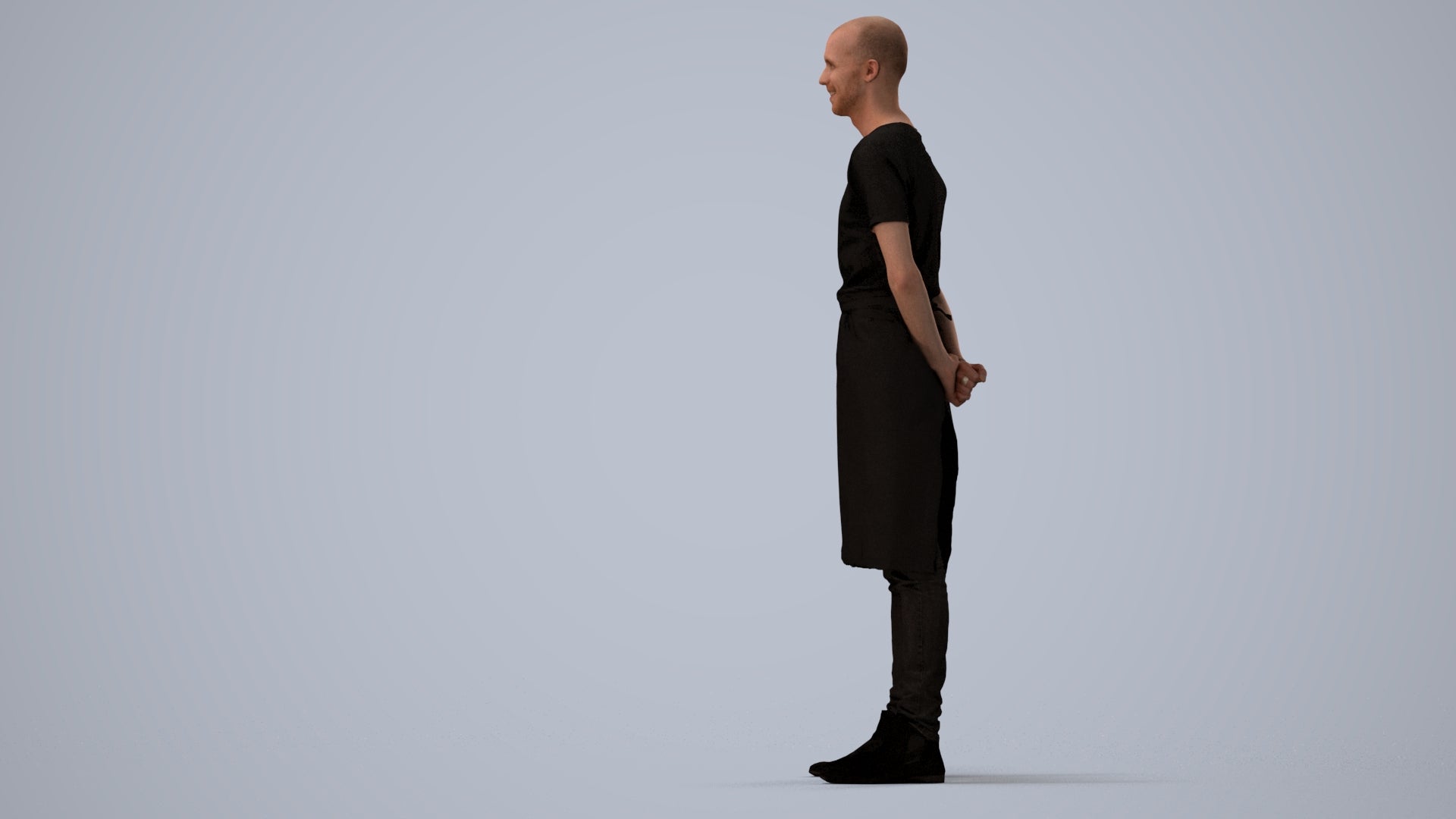 realistic 3D man hospitality, scanned archviz people for Blender and 3ds Max, three-quarter view render