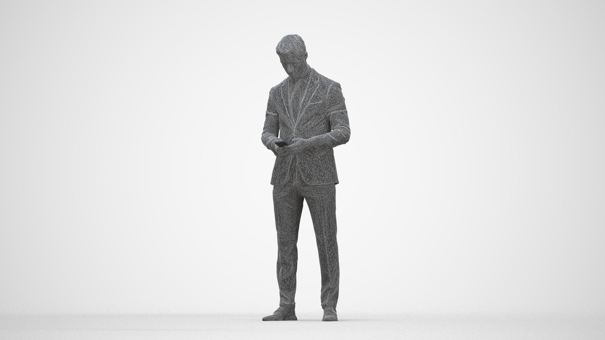 scanned 3D man business, photogrammetry people for Enscape and V-Ray, wireframe back view
