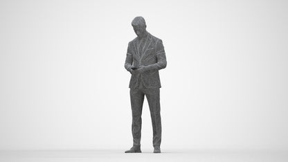 scanned 3D man business, photogrammetry people for Enscape and V-Ray, wireframe back view
