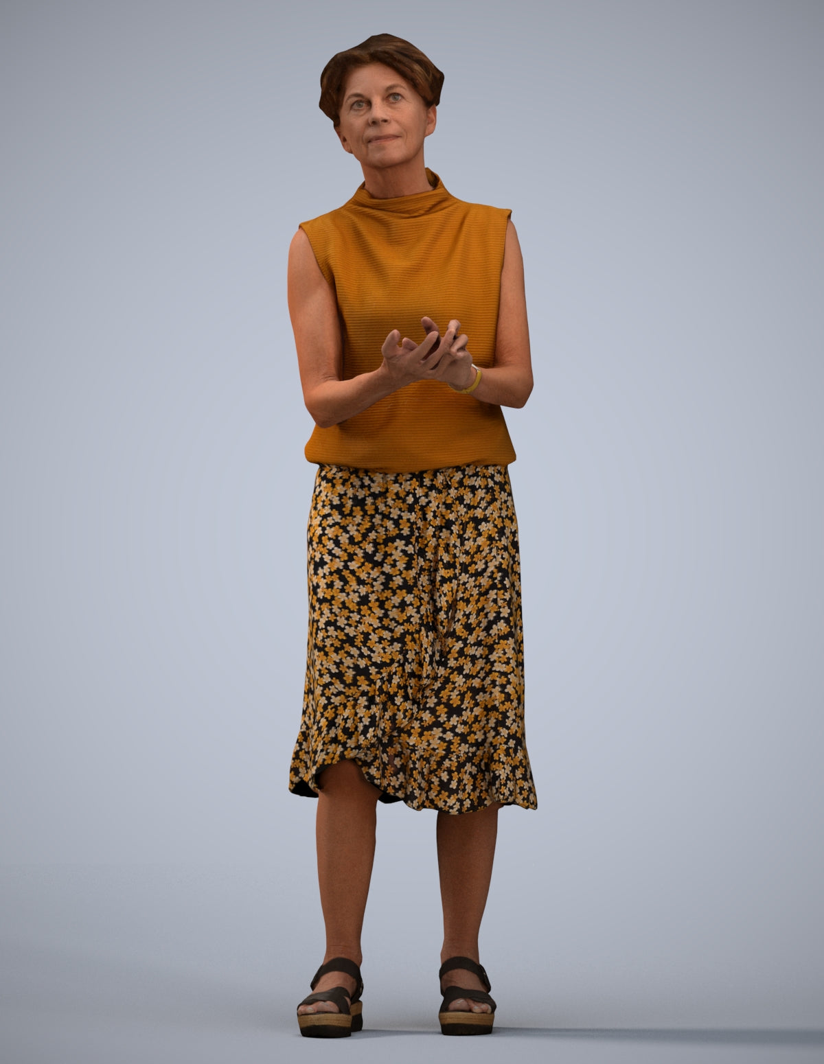 realistic 3D human woman casual standing, archviz people FBX OBJ for Blender