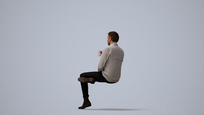 realistic 3D people man business, render-ready for V-Ray and Corona, FBX OBJ, three-quarter view render
