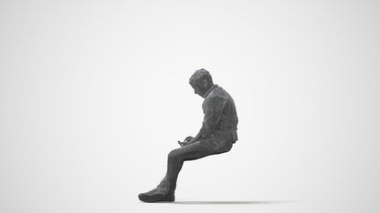 scanned 3D man casual sitting, photogrammetry people for Enscape and V-Ray, square thumbnail
