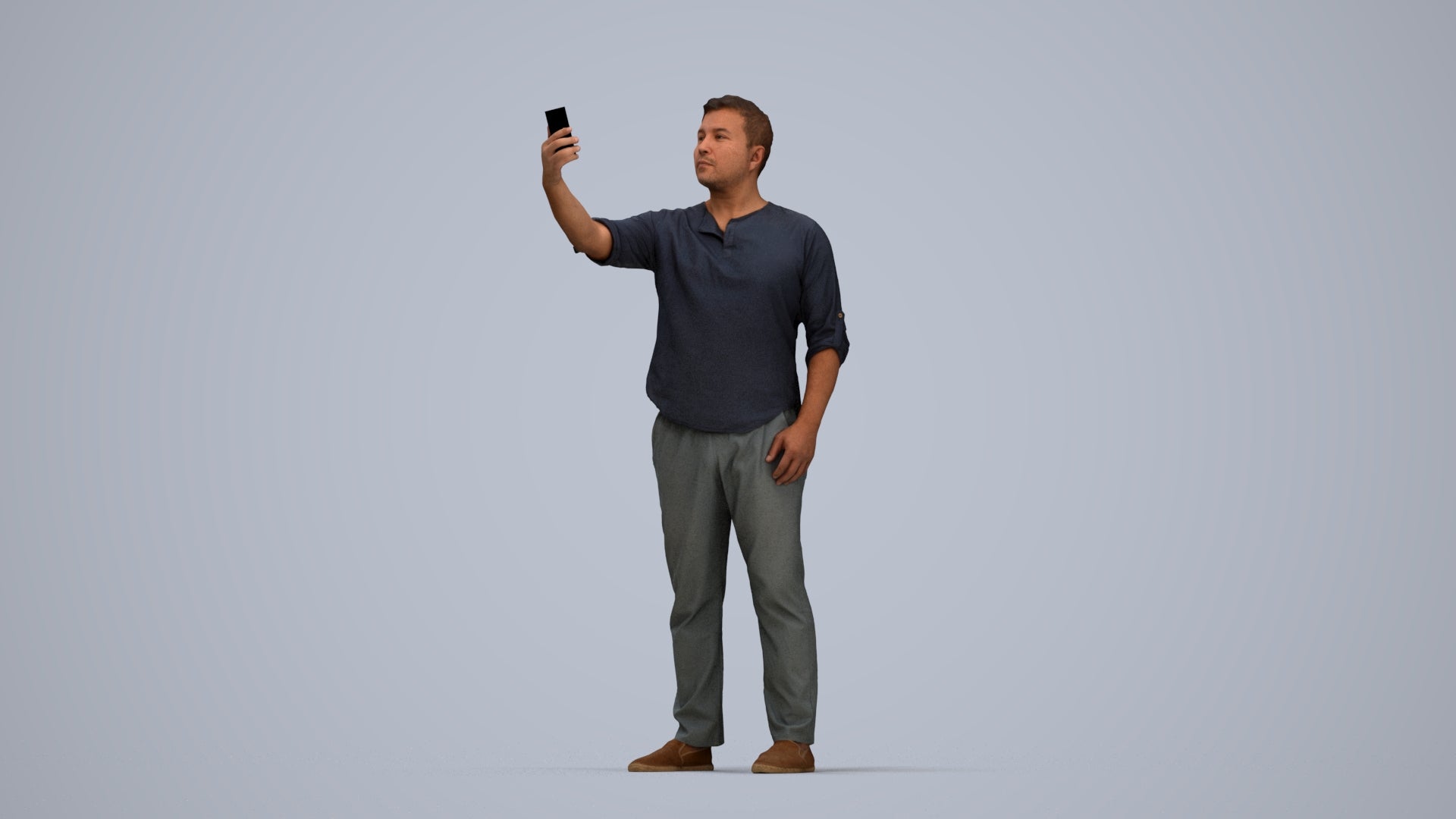 scanned 3D man casual standing, photogrammetry people for Enscape and V-Ray, top-down view render