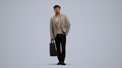 scanned 3D man casual standing, photogrammetry people for Enscape and V-Ray, standing pose render