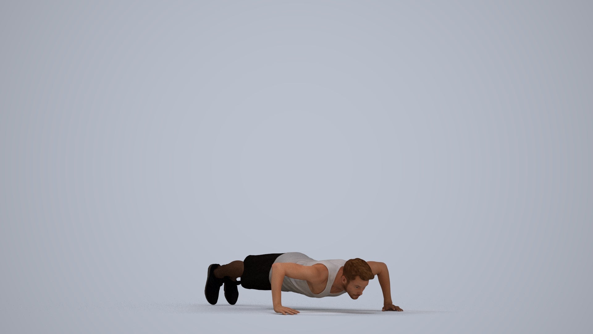 3D people model man sport, scanned human for 3ds Max rendering, standing pose render