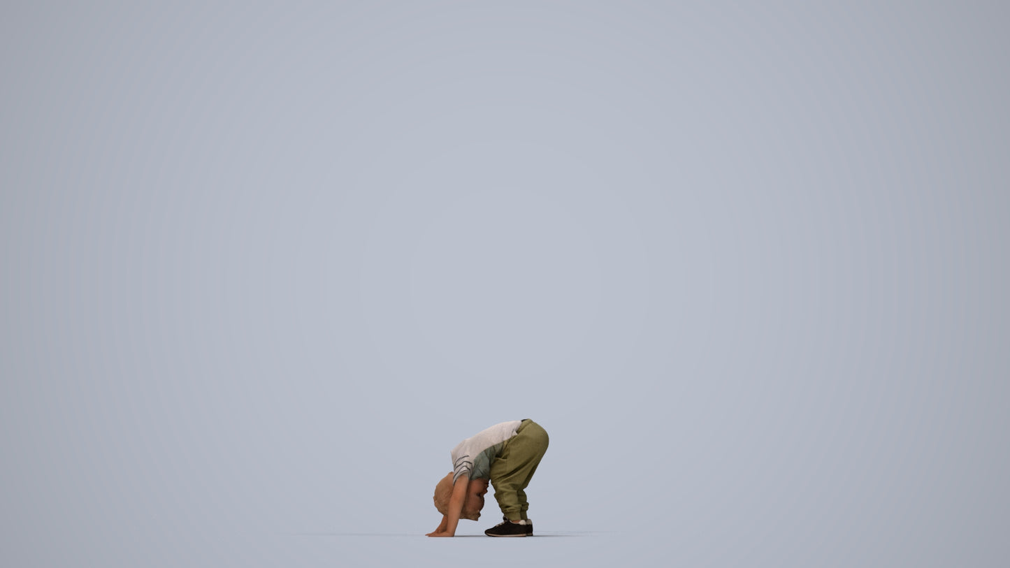 3D scanned boy kids casual, photorealistic archviz people for Enscape and SketchUp, top-down view render