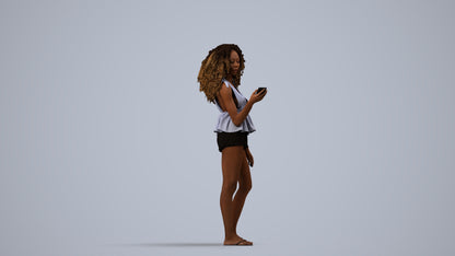 scanned 3D woman casual standing, photogrammetry people for Enscape and V-Ray, side view render