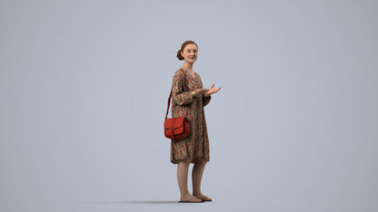 realistic 3D human girl casual kids, archviz people FBX OBJ for Blender, side view render
