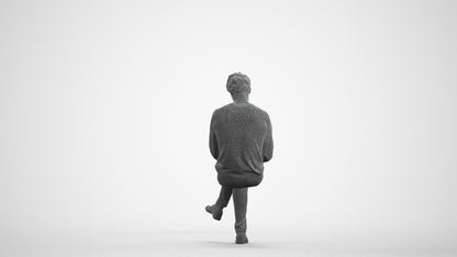 realistic 3D people man casual sitting, render-ready for V-Ray and Corona, FBX OBJ, wireframe front view