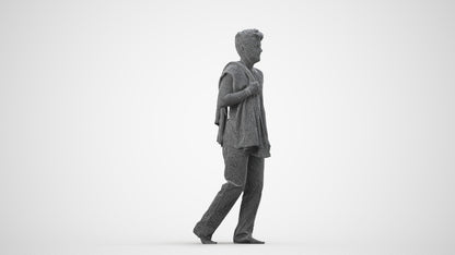 3D human model person bathroom, photogrammetry scanned person for archviz, wireframe side view
