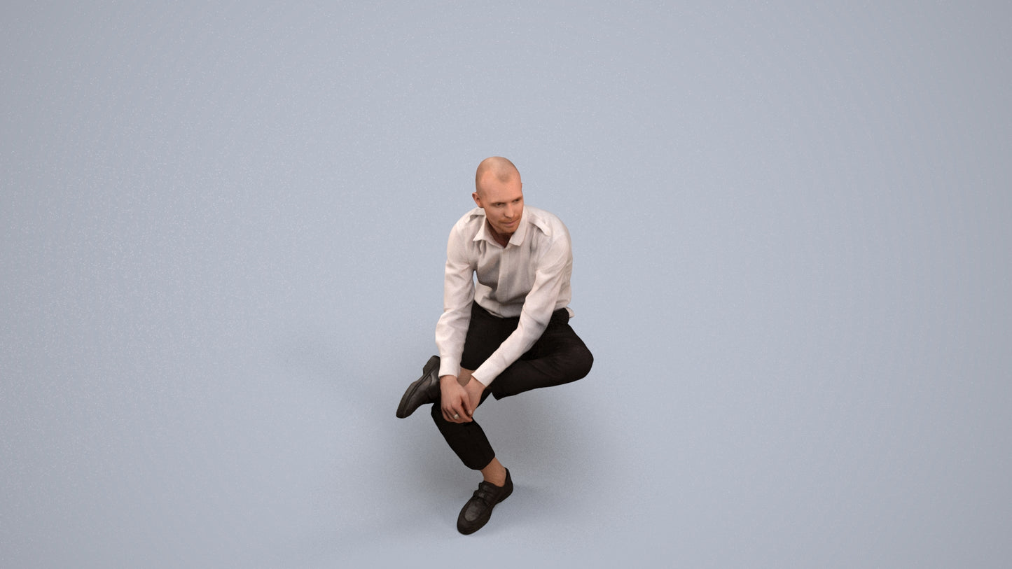 scanned 3D man business, photogrammetry people for Enscape and V-Ray, back view render