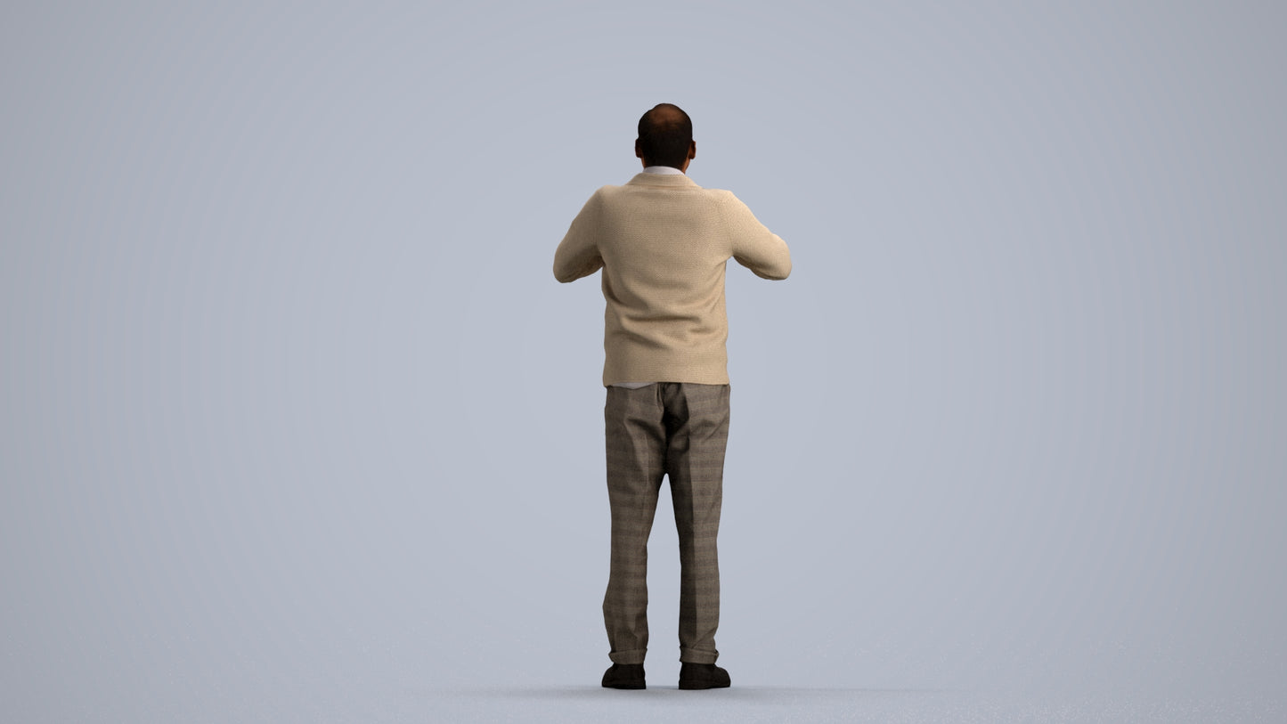 3D people model man business standing, scanned human for 3ds Max rendering, front view render