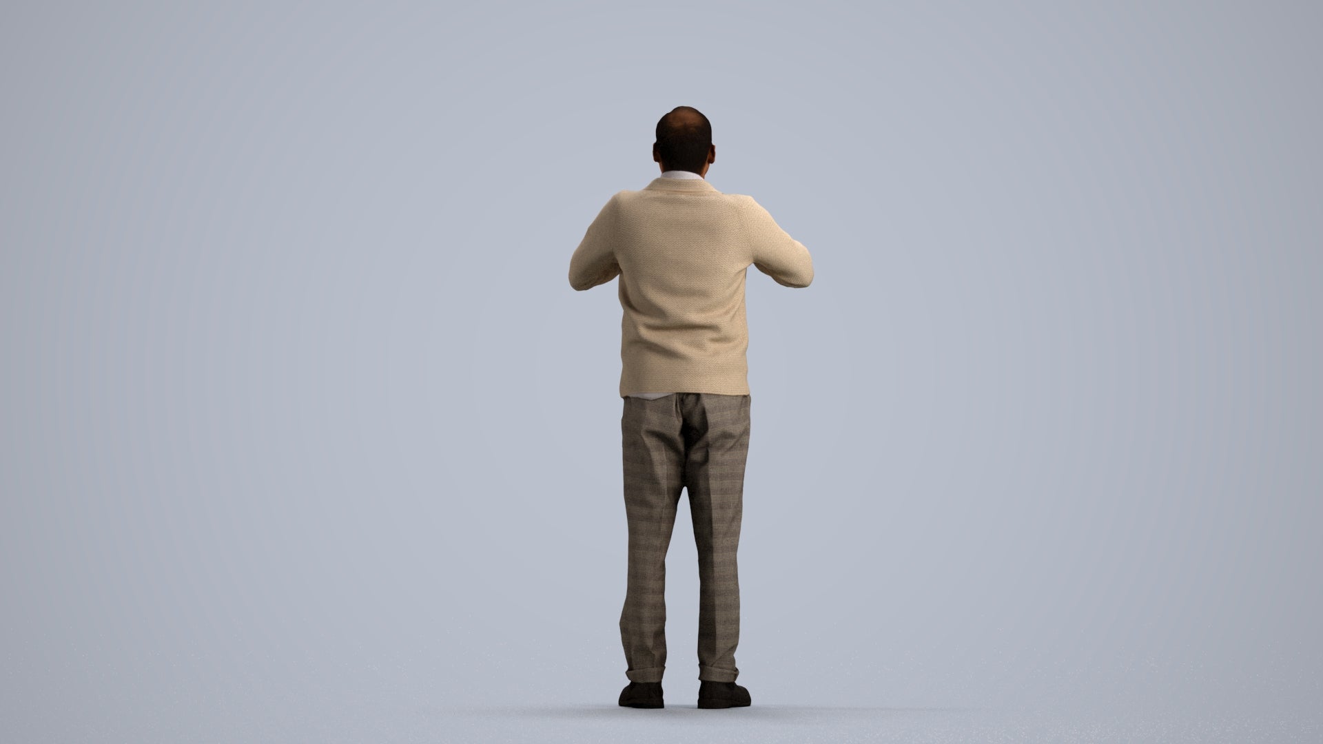 3D people model man business standing, scanned human for 3ds Max rendering, front view render